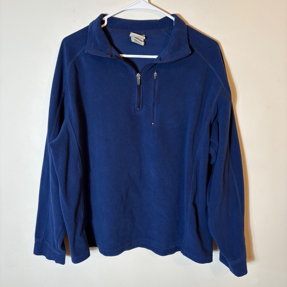 Vintage L.L. Bean Men's Fleece Quarter Zip Pullover Navy Blue Size Large
